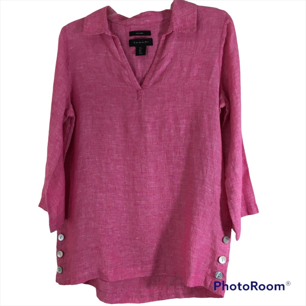 Tahari Linen Top Sz Small